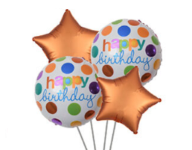 4 PC FOIL HAPPY BDAY BALLOON SET 18&quot; FOIL (50)