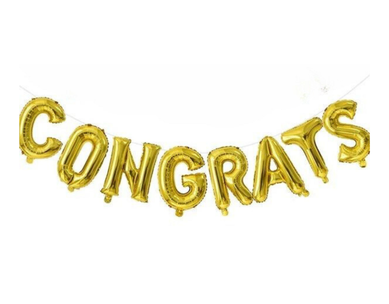 CONGRATS LETTER BALLOONS 16&quot;H W/ STRING (50)
