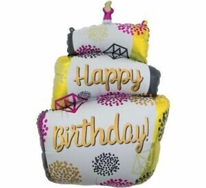 HAPPY BIRTHDAY CAKE FOIL BALLOON 40&quot; 2ASST (50)