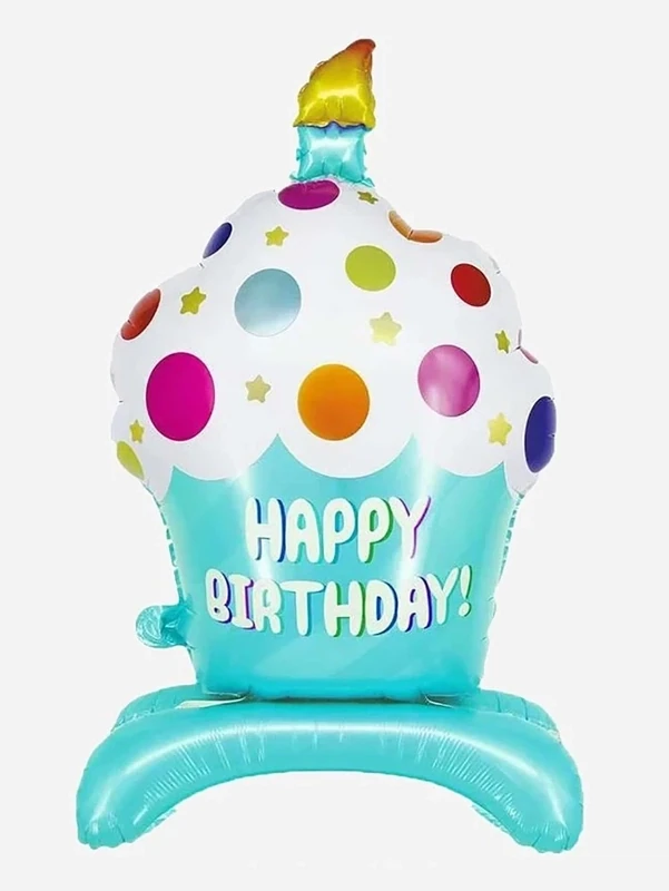 HAPPY BIRTHDAY CUPCAKE BALLOON W/ STAND