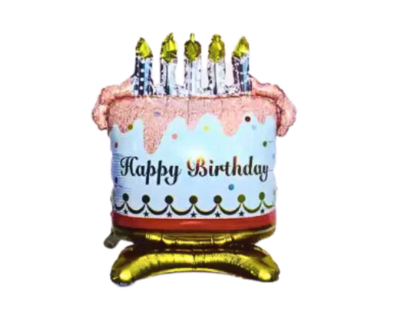 HAPPY BIRTHDAY CAKE BALLOON W/ STAND 33" (50)