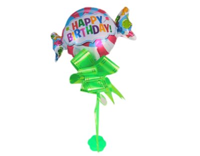 HAPPY BIRTHDAY BALLOON W/ STAND AND BOW