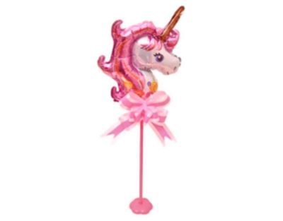 UNICORN BALLOON W/ STAND AND BOW
