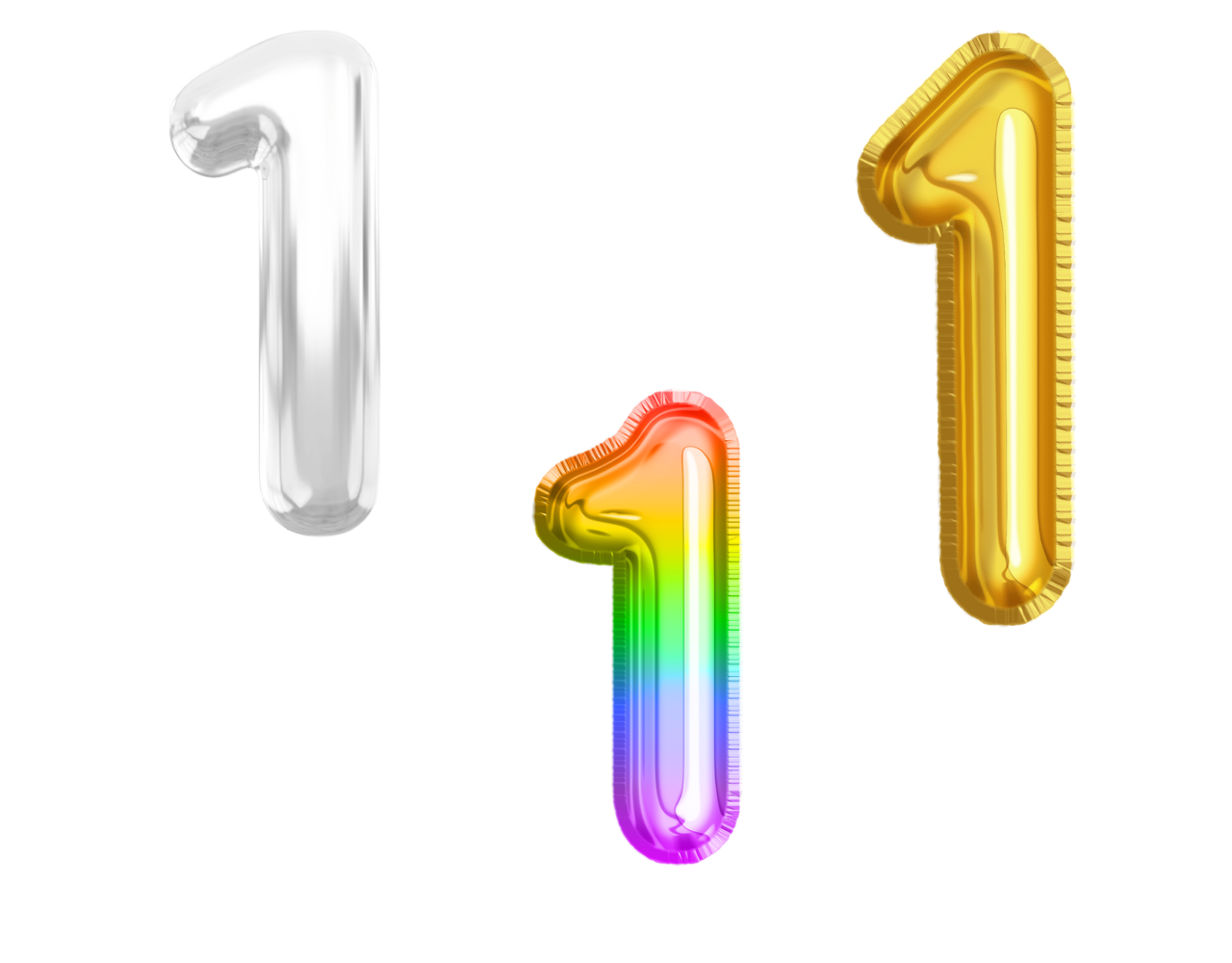 1 NUMBER BALLOON GOLD/SILVER/RAINBOW