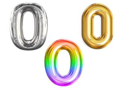 0 NUMBER BALLOON GOLD/SILVER/RAINBOW