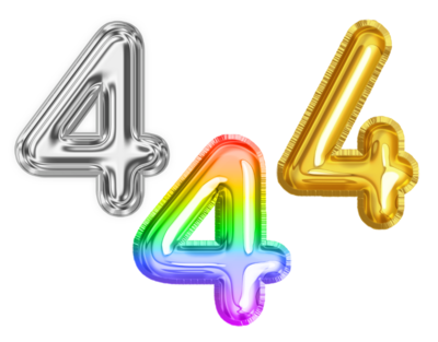 4 NUMBER BALLOON GOLD/SILVER/RAINBOW