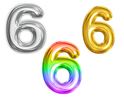 6 NUMBER BALLOON GOLD/SILVER/RAINBOW