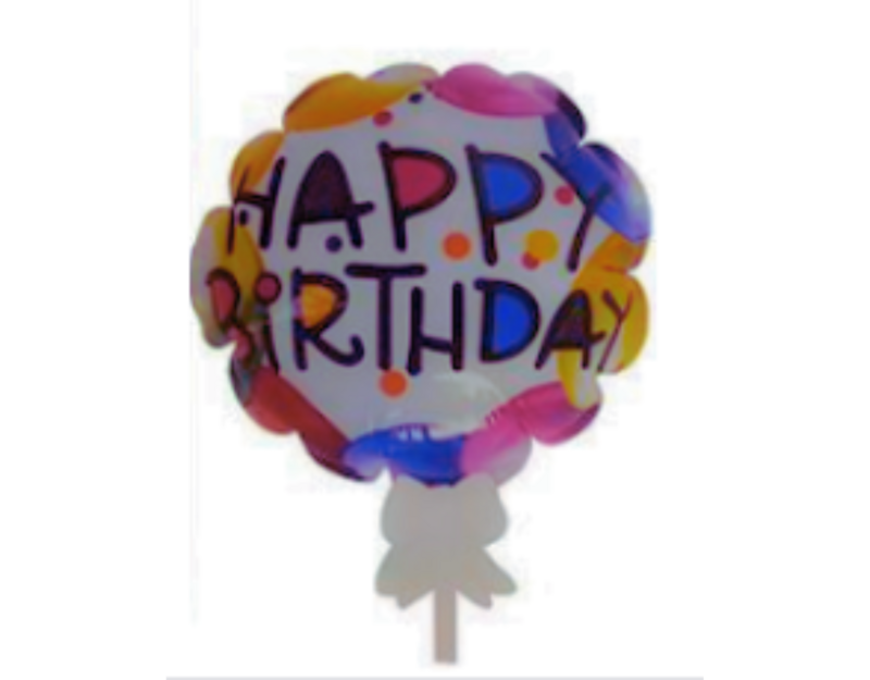 HAPPY BIRTHDAY BALLOON 5&quot; ROUND 3 ASST CAKE TOPPER