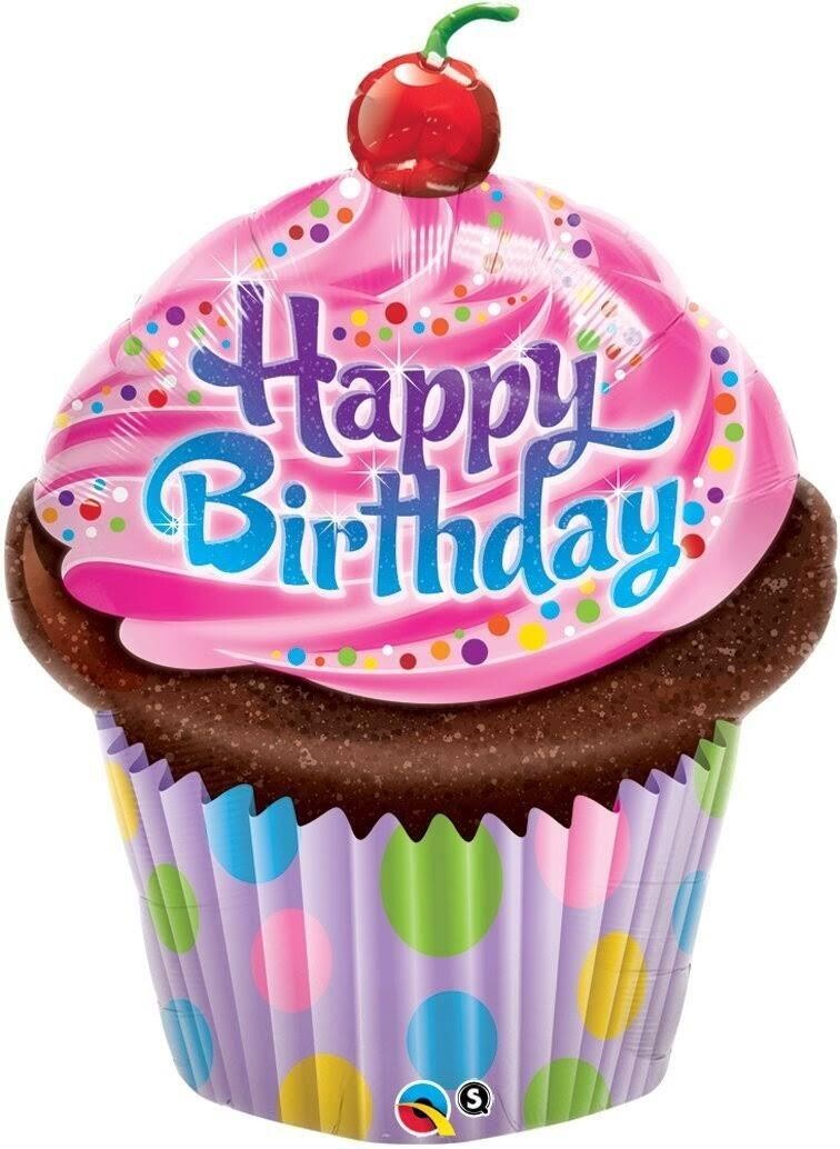 MICROFOIL BALLOON BIRTHDAY FROSTED CUPCAKE