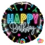 Happy Birthday Neon Glow Foil Balloon