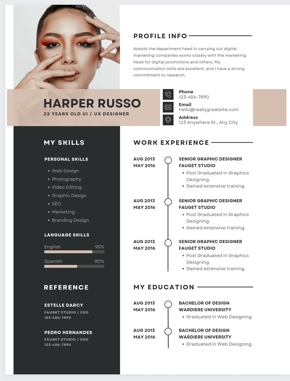 Executive Resume | Modern Style | Canva Design Template