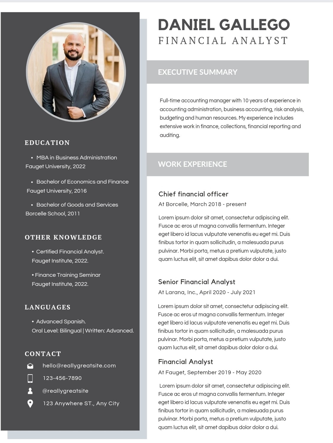 Executive Resume | Modern Style | Canva Design Template