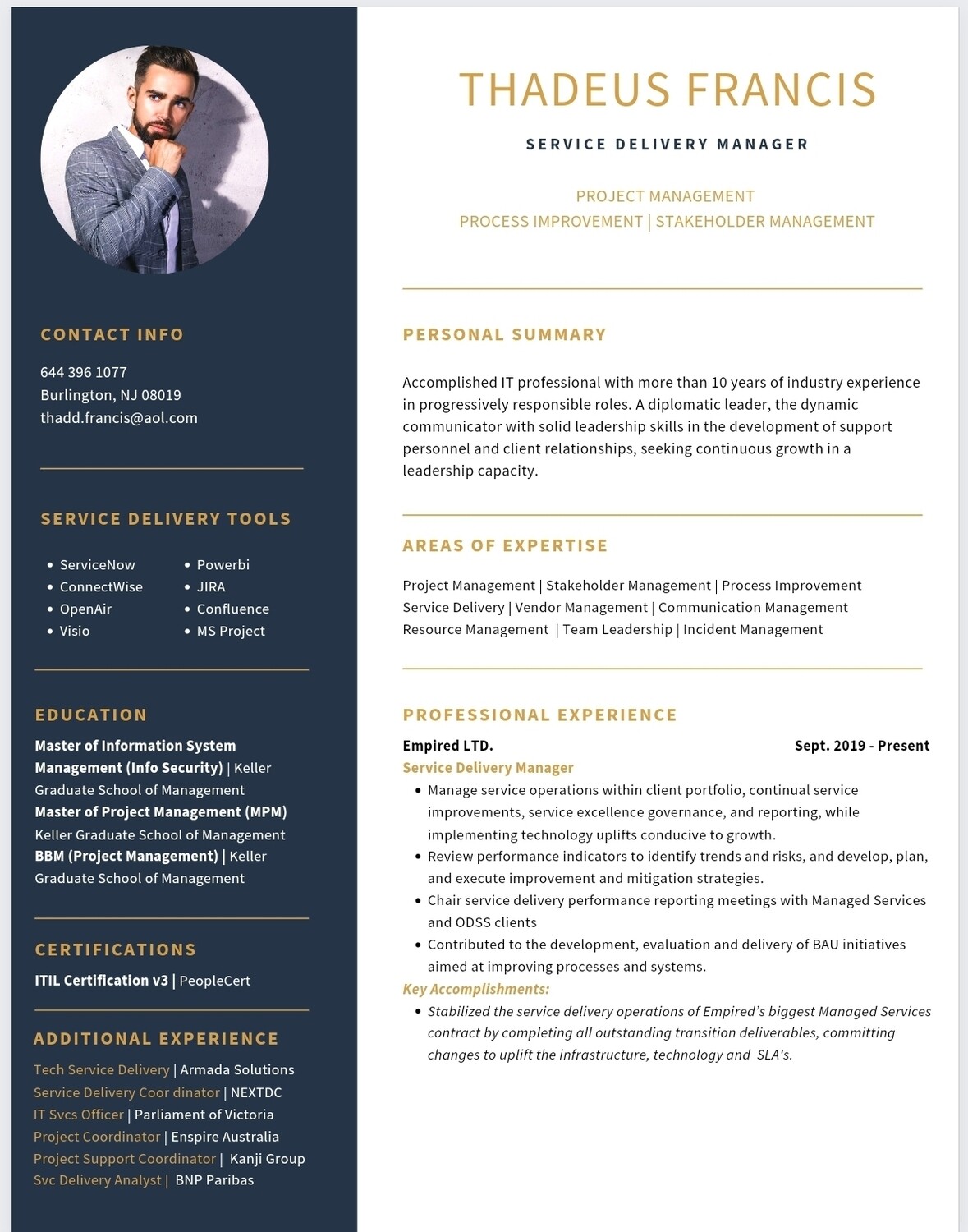 Executive Resume | Modern Style | Canva Design Template