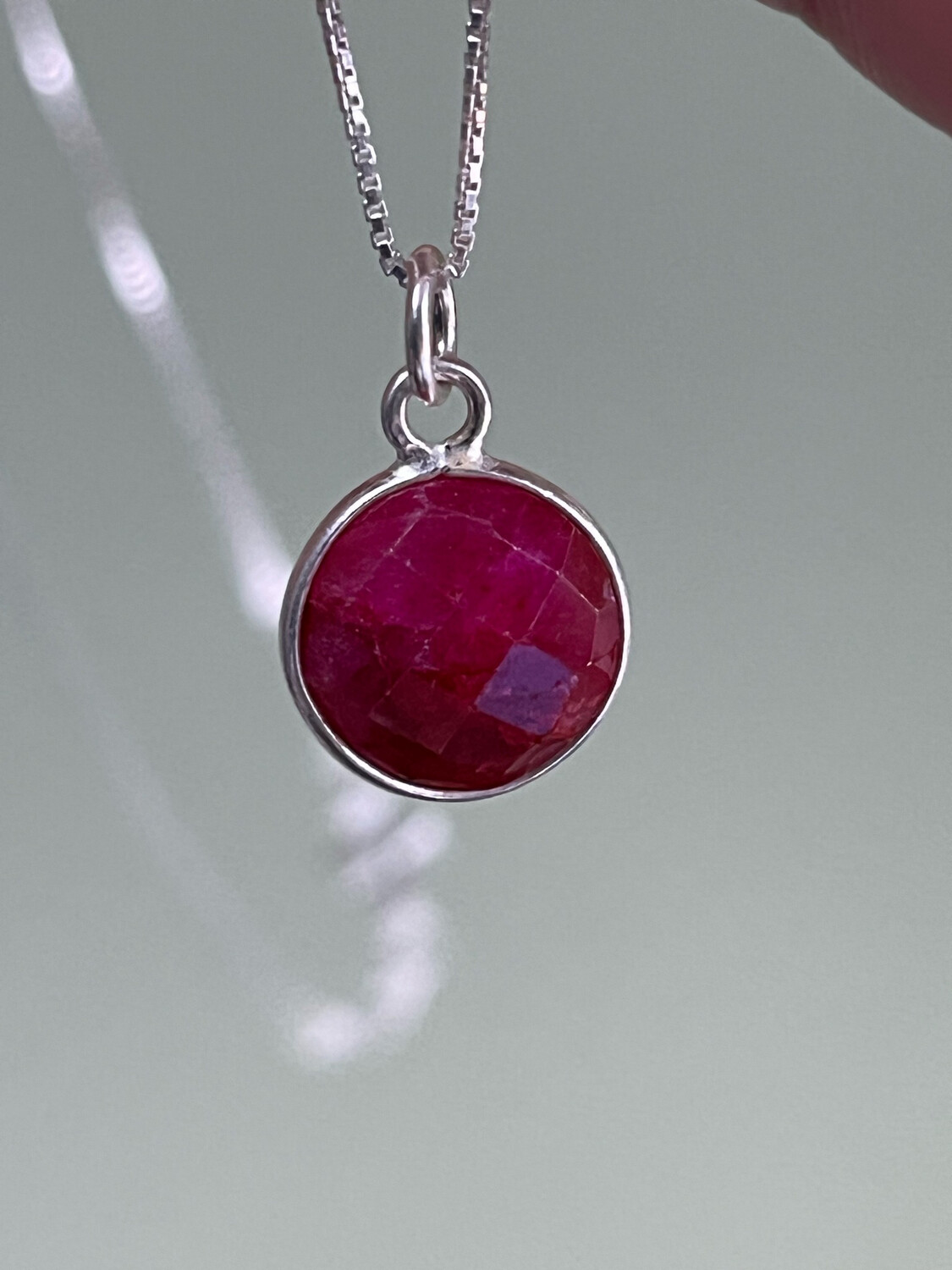 9mm Ruby Bezel Pendant On Chain 9mm Ruby Bezel Pendant On Chain