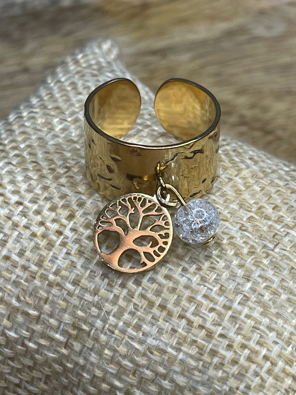 Bague Arbre de Vie &amp; Cristal de Roche