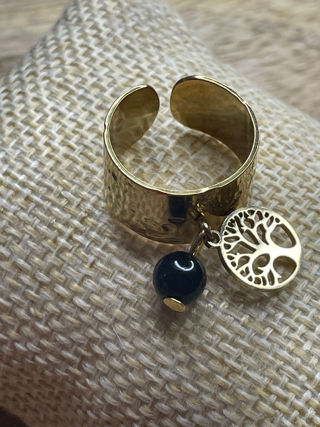 Bague Arbre de Vie &amp; Tourmaline Noire