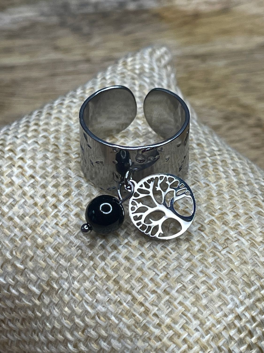 Bague Arbre de Vie &amp; Tourmaline Noire