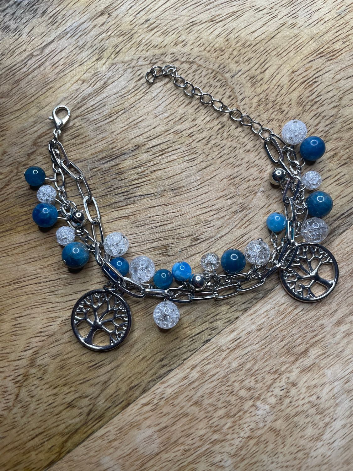 BRACELET ARBRE DE VIE ET APATITE BLEUE- CRISTAL
