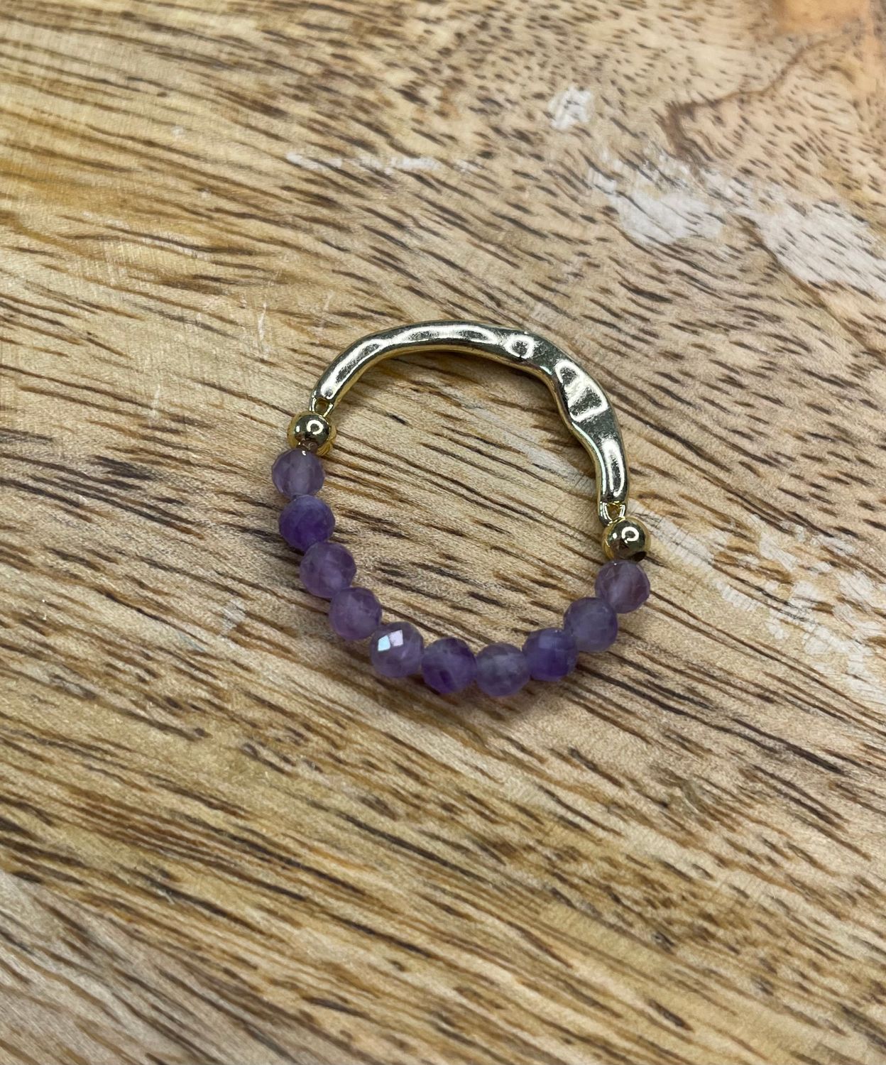 BAGUE AMÉTHYSTE AJUSTABLE ET ACIER INOXYDABLE