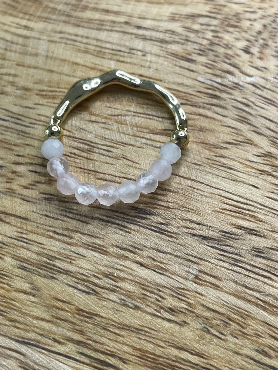 BAGUE QUARTZ ROSE AJUSTABLE ET ACIER INOXYDABALE