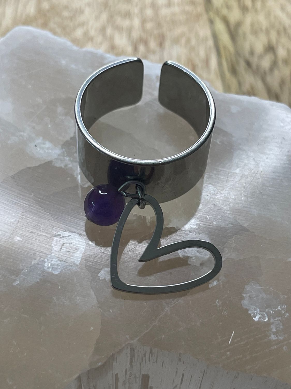 Bague Cœur &amp; Améthyste