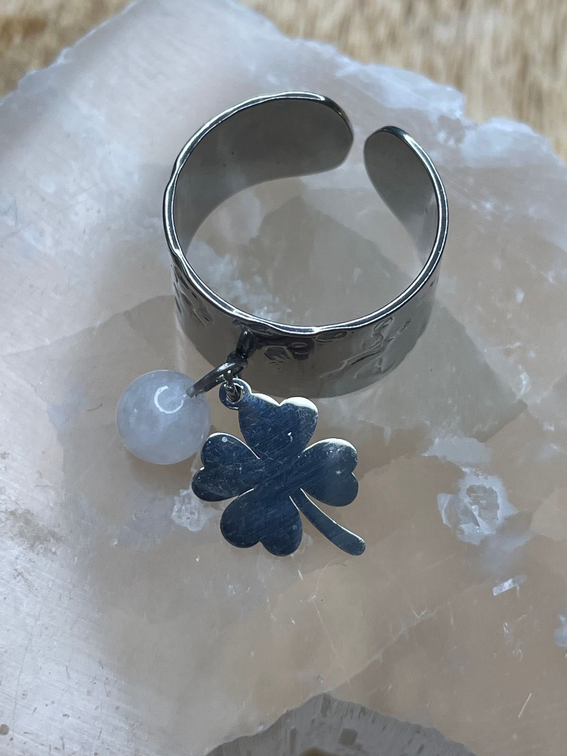 Bague Trèfle &amp; Pierre de Lune
