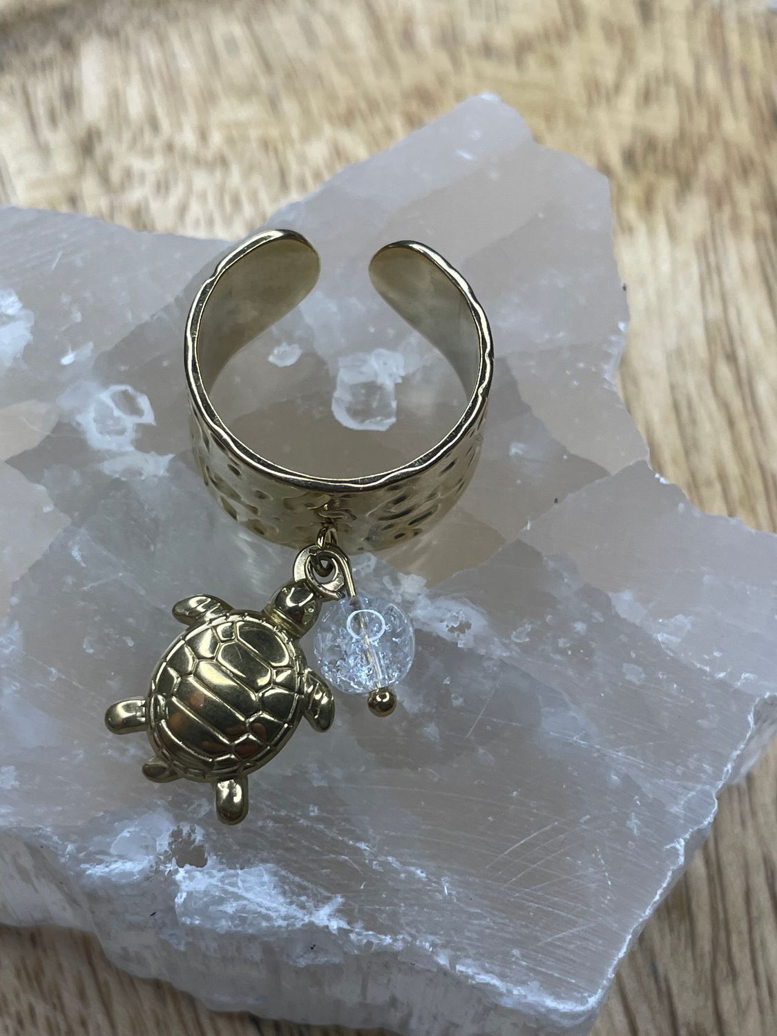 Bague Tortue et Cristal de Roche