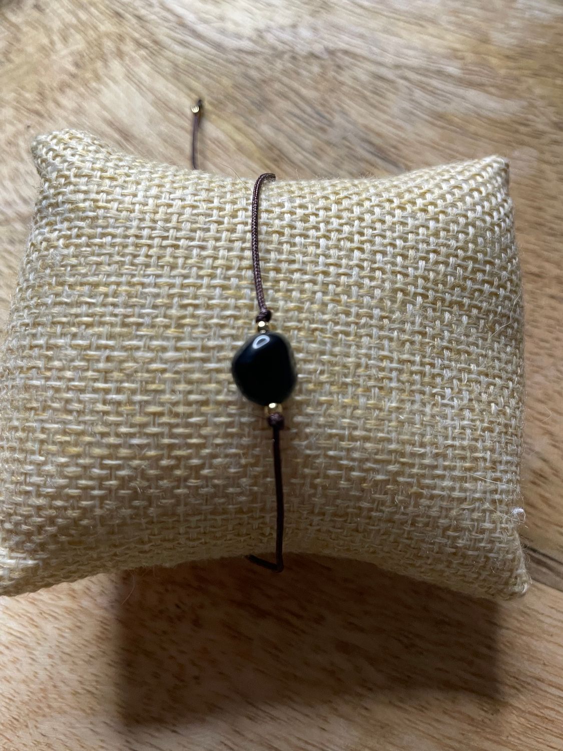 Bracelet Réglable en Obsidienne Noire