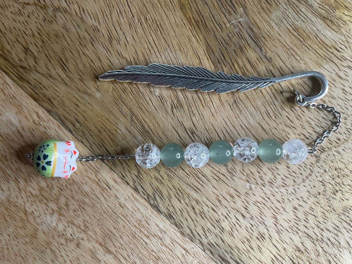 MARQUE PAGE MANEKI NEKO AVENTURINE VERTE