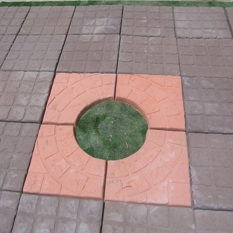 Cobble stone circle smooth mortar with hole 1 paver