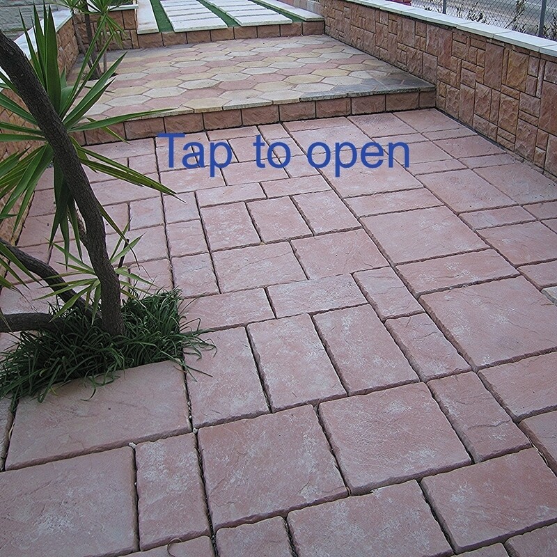 Riven pavers laid in The Opus Romano Style
