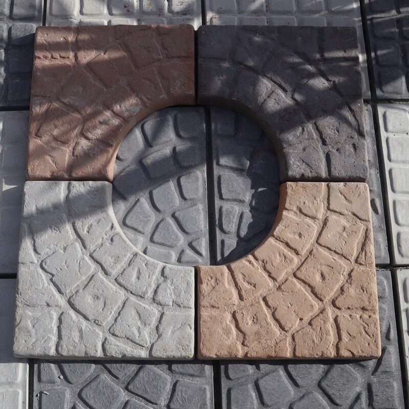 Cobble stone rough mortar circle with hole 1 paver