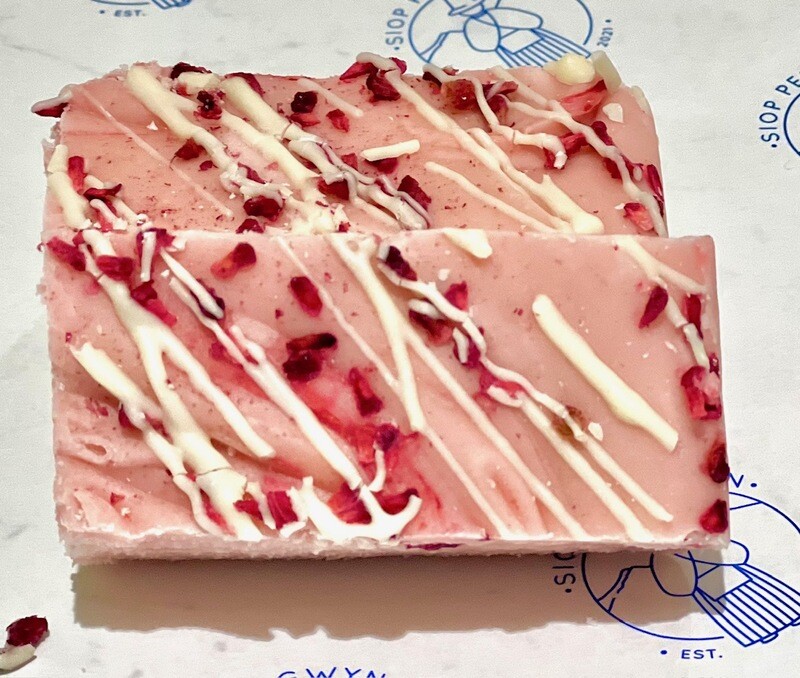 Raspberry &amp; White Chocolate Home Made Welsh Butter Fudge