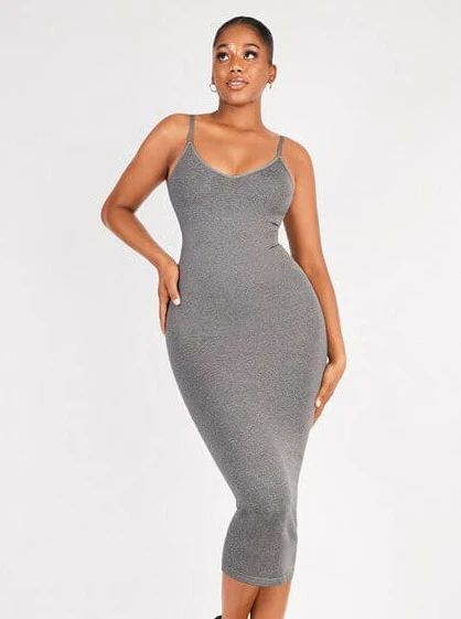 Seamless Spaghetti Strap V-neck Shaper Dress