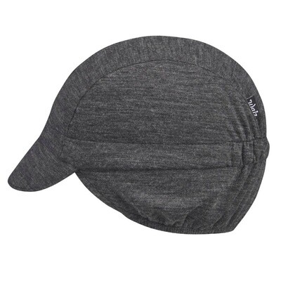 Charcoal/Black Stripe Merino Wool Ear Flap Cycling Cap