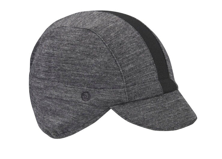 Charcoal/Black Stripe Merino Wool Ear Flap Cycling Cap