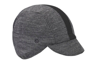 Charcoal/Black Stripe Merino Wool Ear Flap Cycling Cap