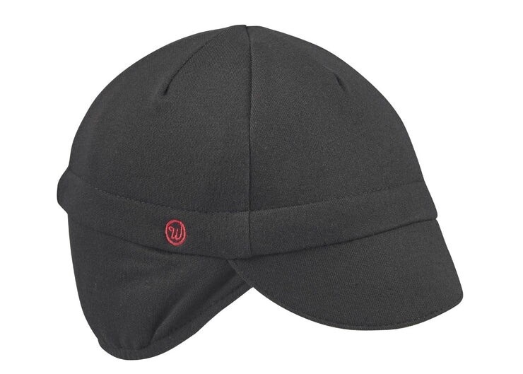 Black Merino Wool Ear Flap Cycling Cap