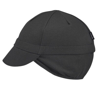 Black Merino Wool Ear Flap Cycling Cap