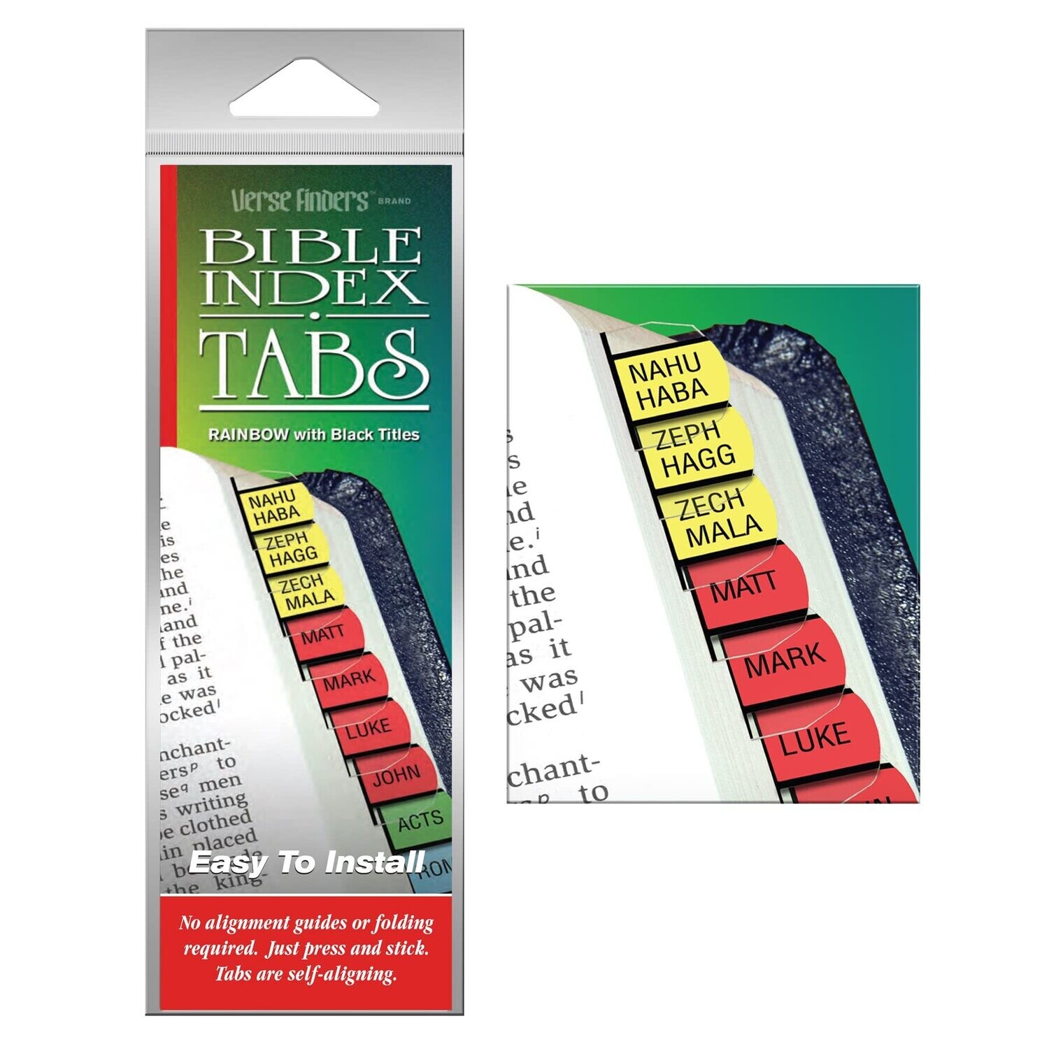 Bible Index Tabs Rainbow with black titles