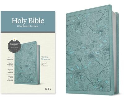 KJV Thinline Filament Bible, floral leaf teal leatherlike