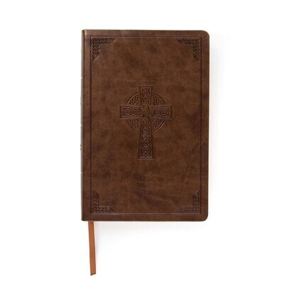 CSB Large Print Personal Size Reference Bible, Brown Celtic Cross LeatherTouch, Indexed