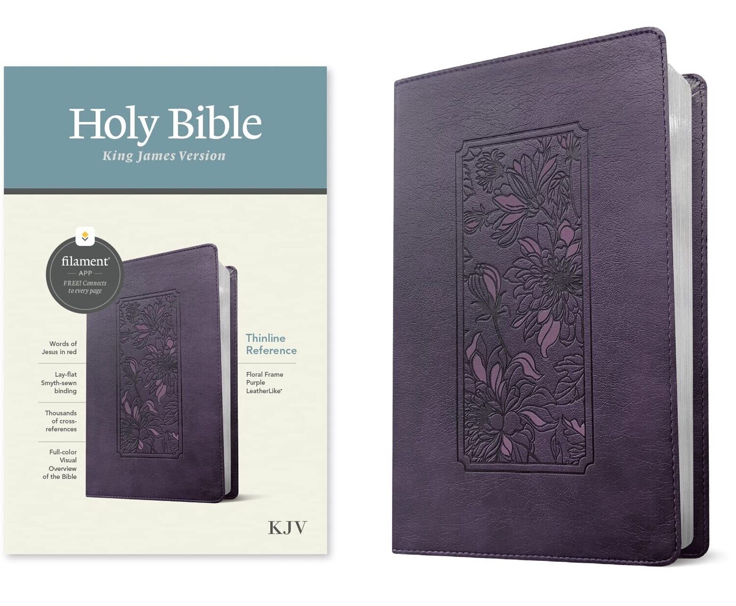 KJV Thinline Filament, floral purple frame leatherlike
