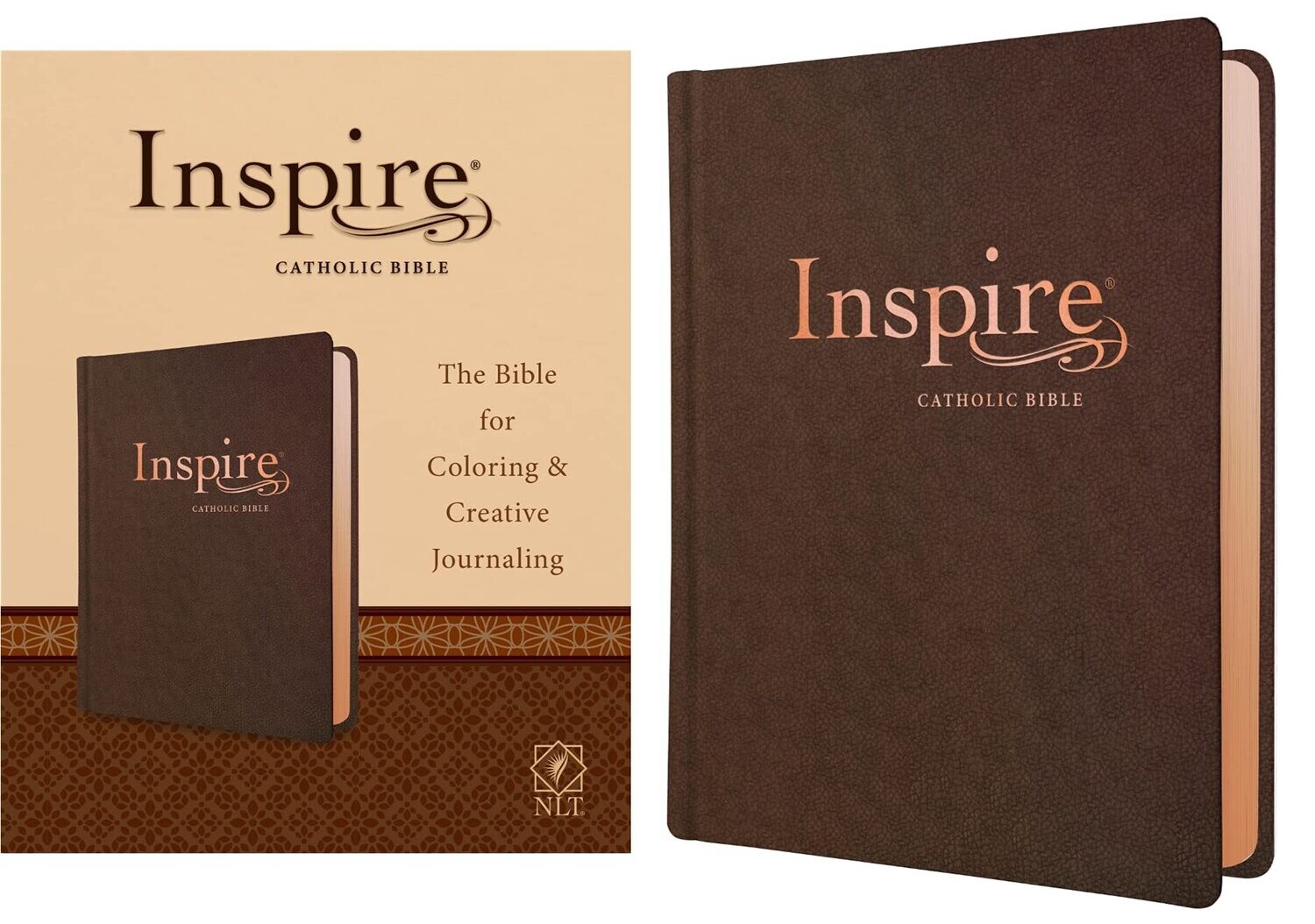 Inspire Catholic Bible NLT (Leatherlike, Dark Brown): The Bible for Coloring &amp; Creative Journaling