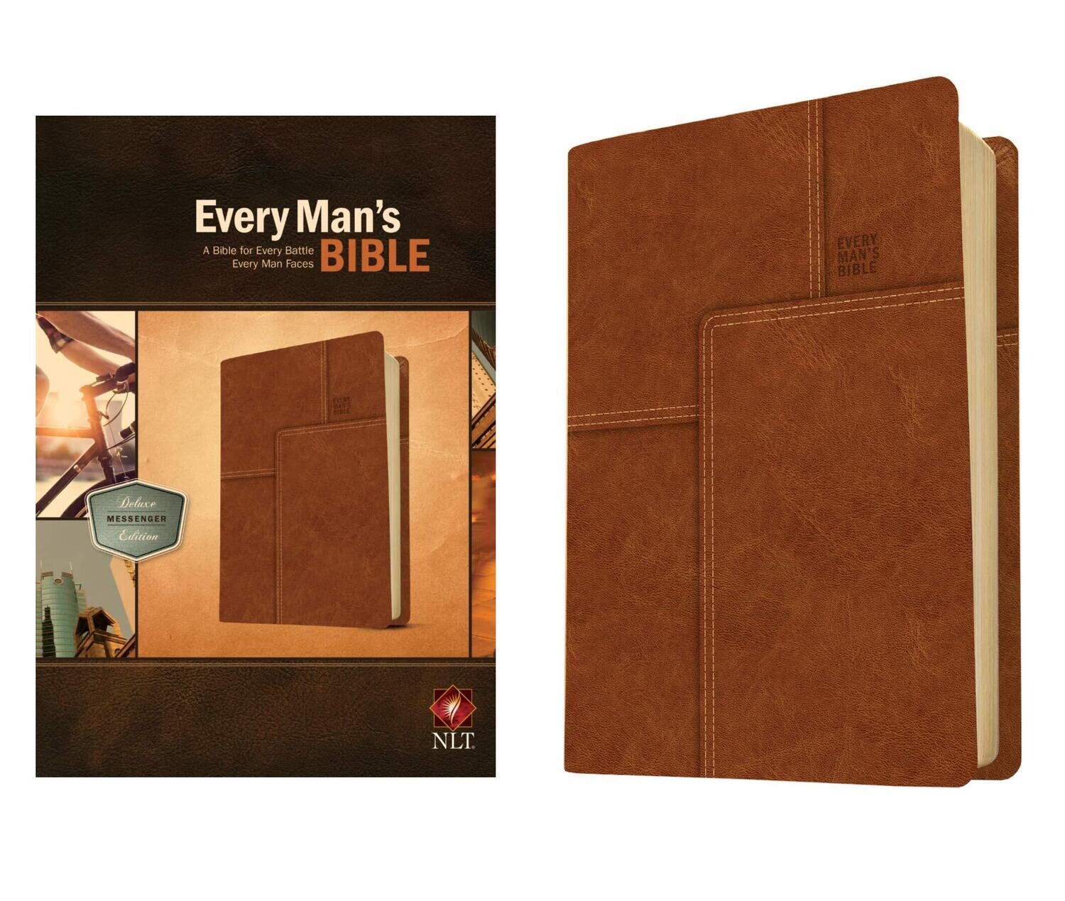 Every Man's Bible: New Living Translation, Deluxe Messenger Edition (LeatherLike, Brown)
