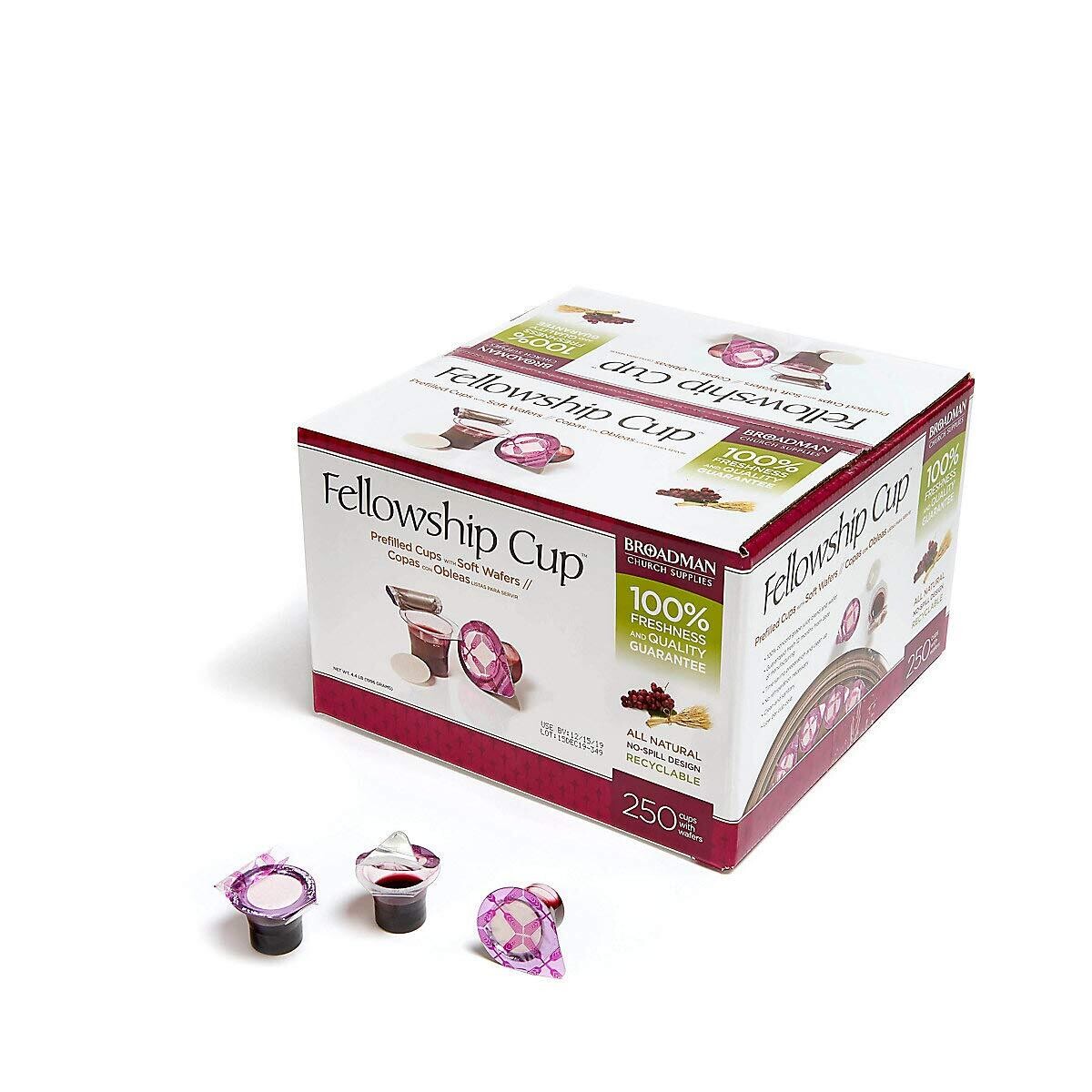 Pre-filled Communion Fellowship Cup, Juice and Wafer Set, 250 Count
