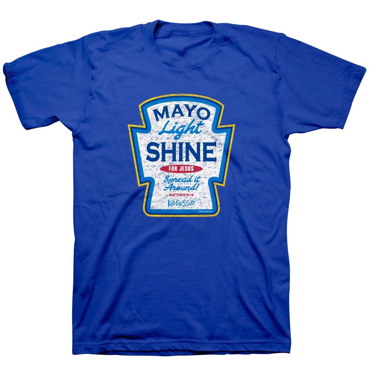 Kerusso Adult T-Shirt - Mayo Light Shine XL Christian T-Shirt,Royal Blue,X-LG