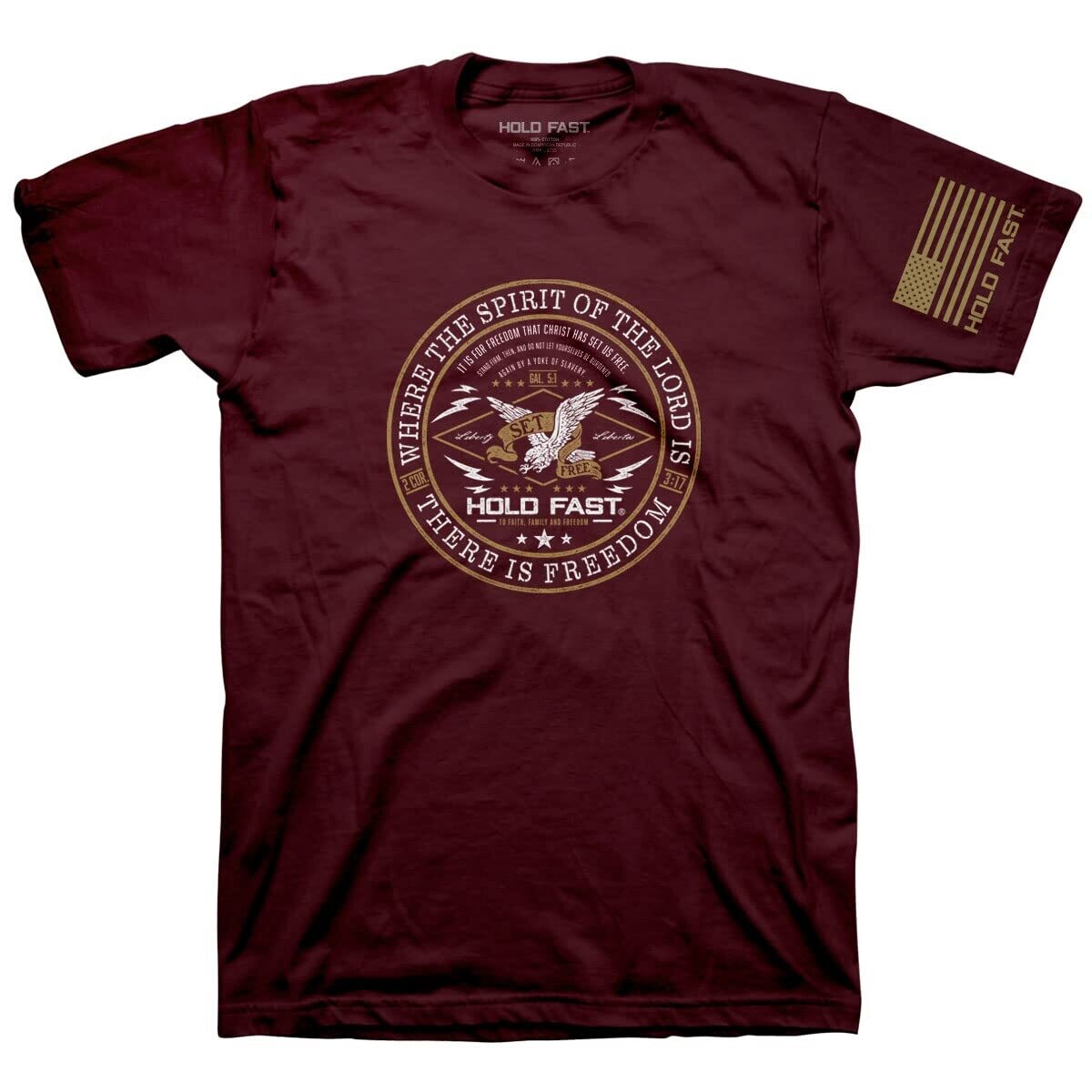 Hold Fast Mens T-Shirt - Spirit of The Lord - Maroon - SM
