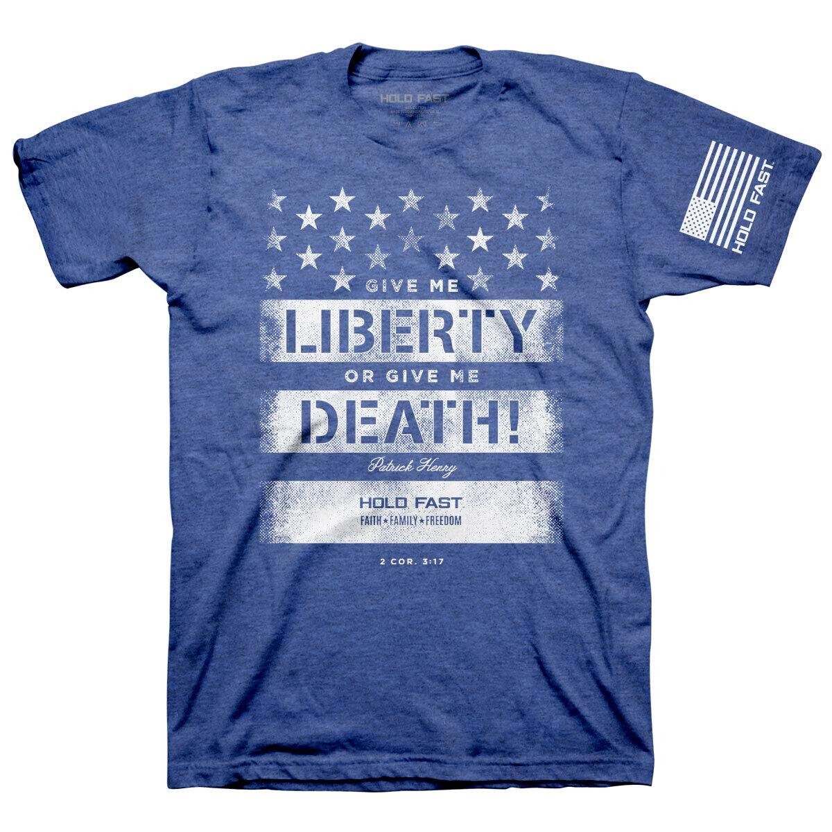 Hold Fast Mens T-Shirt Give Me Liberty Or Give Me Death - Royal Heather - SM