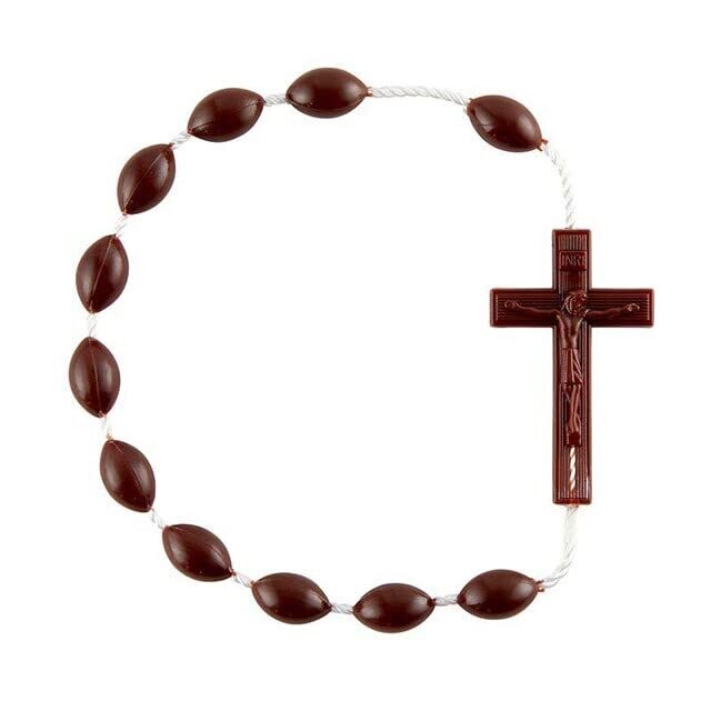 Religious Hand Rosary Brown - 12/pc One Decade